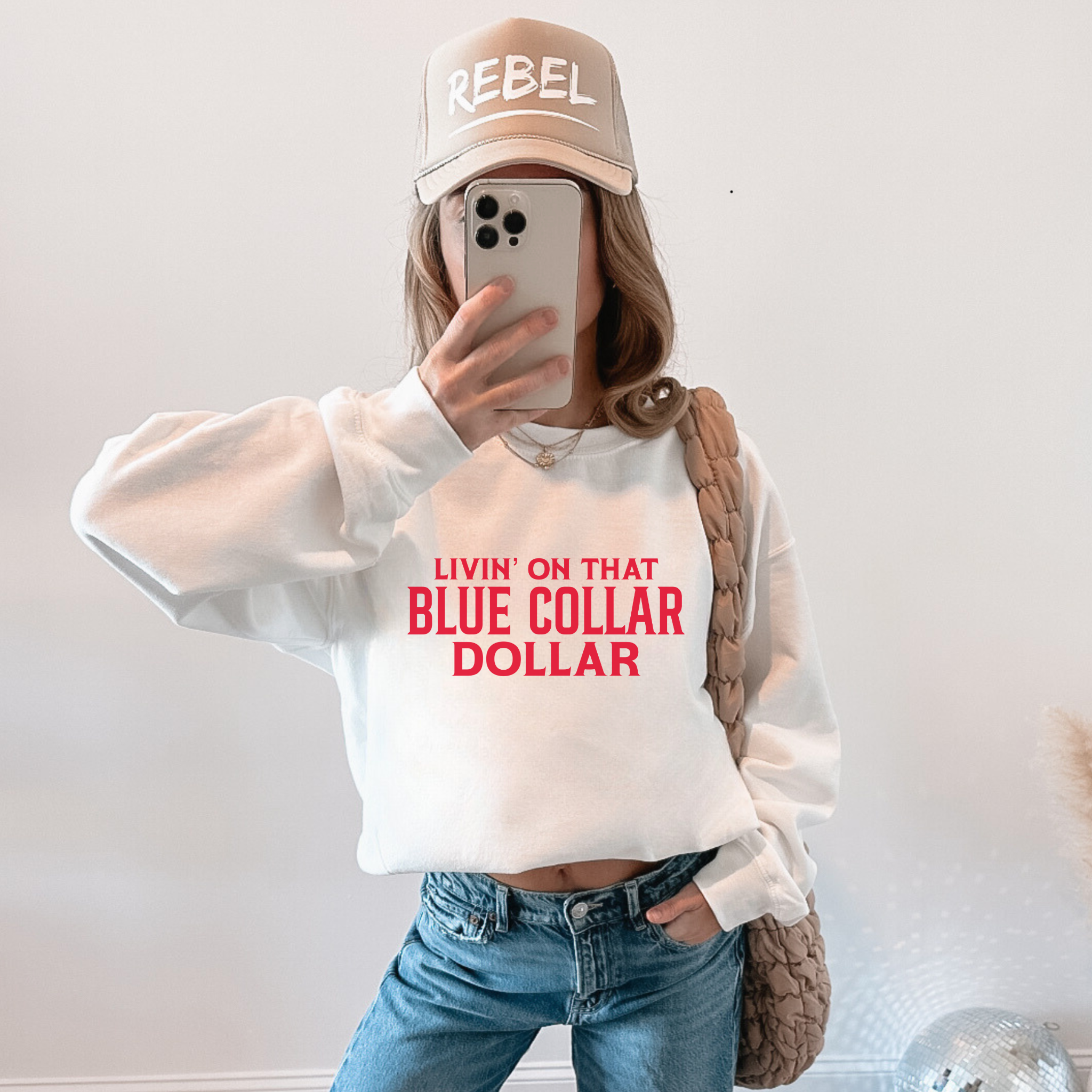 Livin’ On That Blue Collar Dollar Graphic T-Shirt | Crewneck