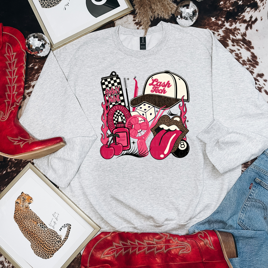 Lash Tech T-Shirt Graphic | Crewneck | Hot Pink Version