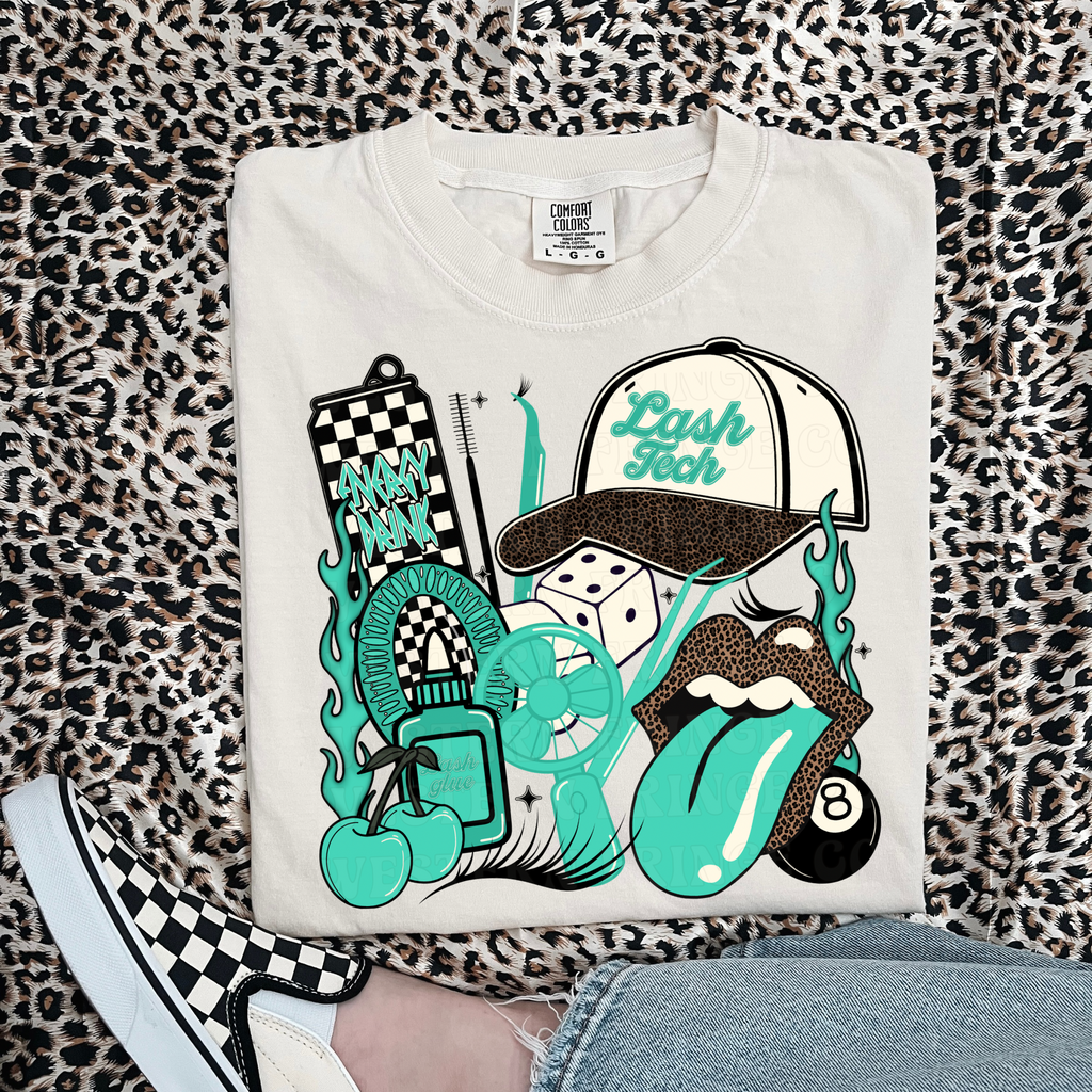 Lash Tech T-Shirt Graphic | Crewneck | Turquoise Version