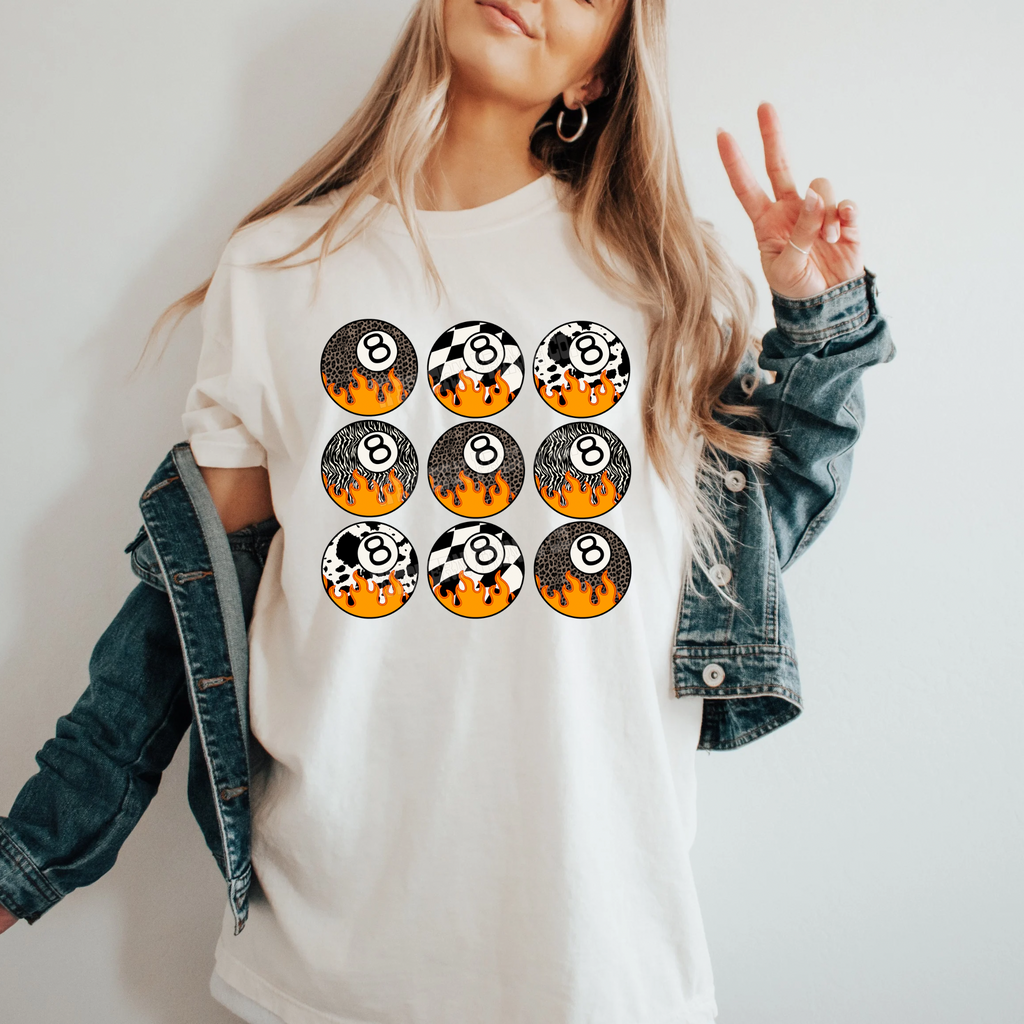Western Flame 8 Ball T-Shirt Graphic | Crewneck