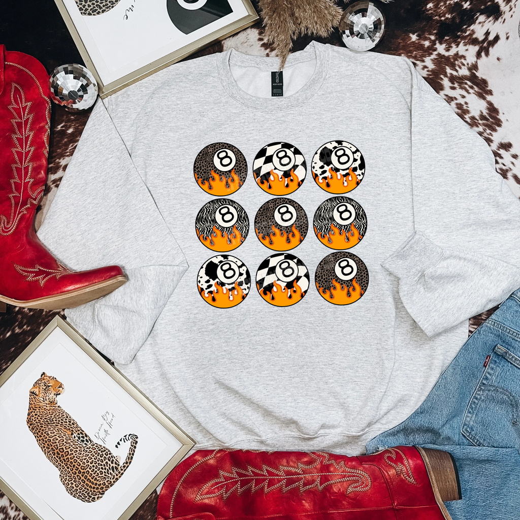 Western Flame 8 Ball T-Shirt Graphic | Crewneck