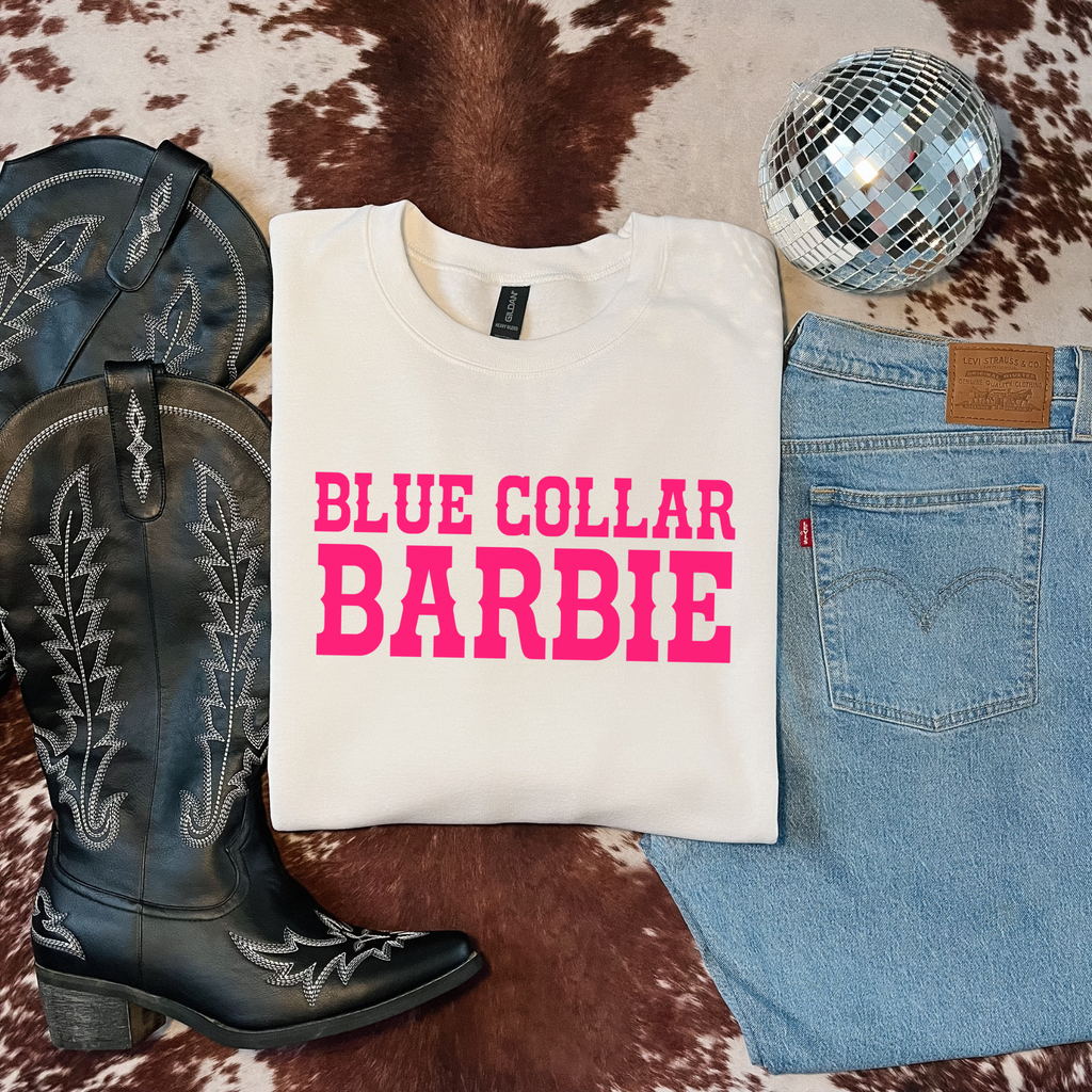 Blue Collar Barbie T-Shirt Graphic | Crewneck | Pink Version