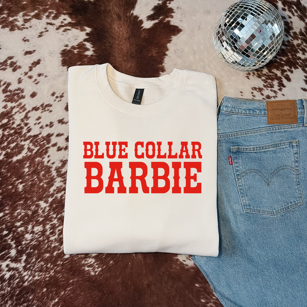 Blue Collar Barbie T-Shirt Graphic | Crewneck | Red Version