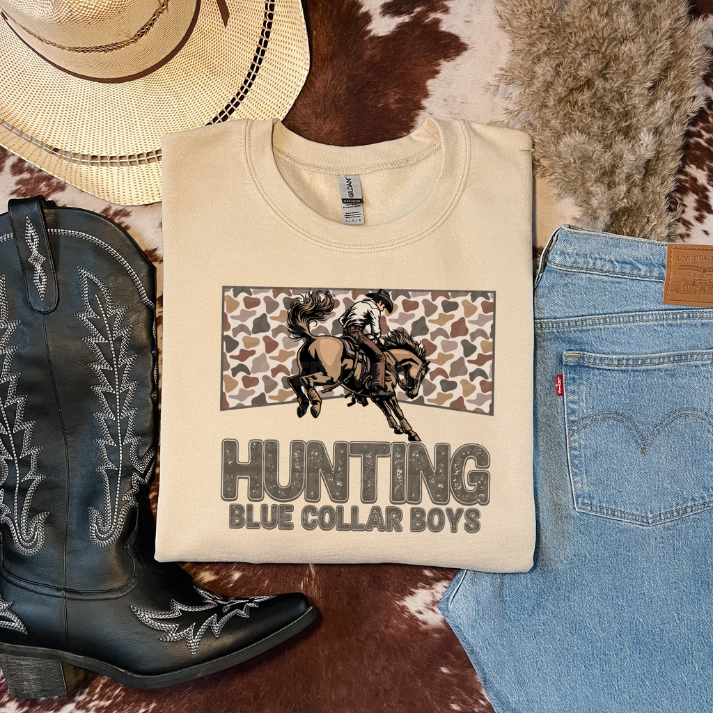 Hunting Blue Collar Boys Graphic T-Shirt | Crewneck