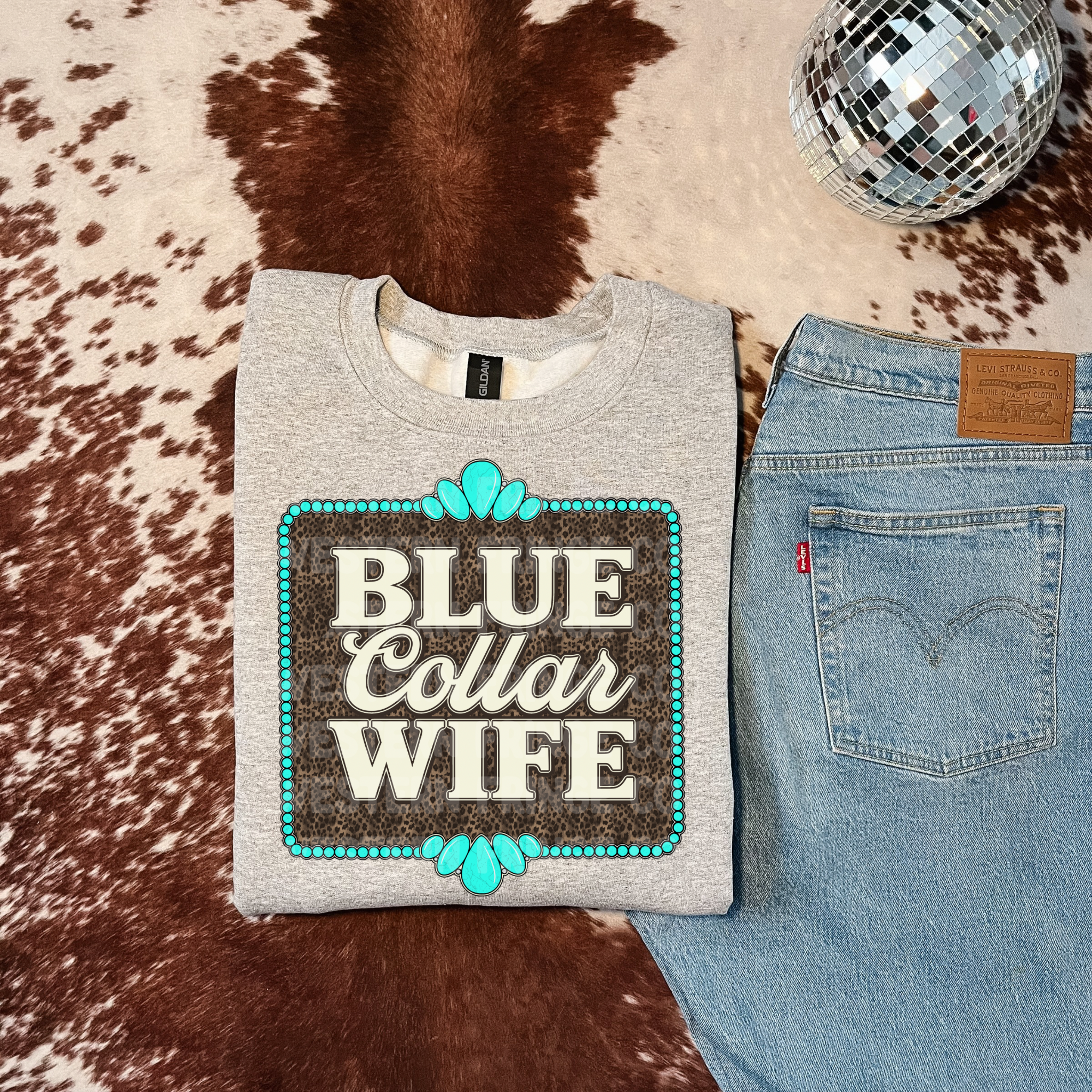 Blue Collar Wife Graphic T-Shirt | Crewneck | Leopard Print