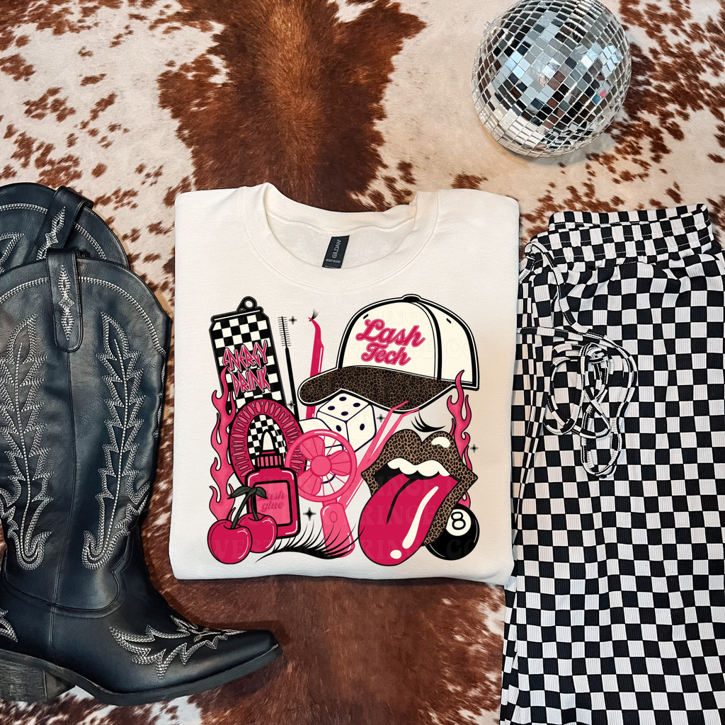 Lash Tech T-Shirt Graphic | Crewneck | Hot Pink Version