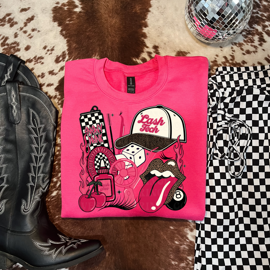 Lash Tech T-Shirt Graphic | Crewneck | Hot Pink Version