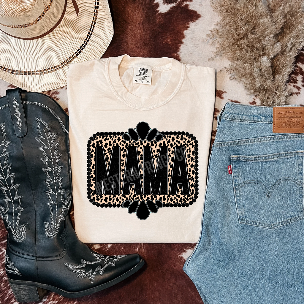 Leopard Print Mama T-Shirt Graphic | Crewneck