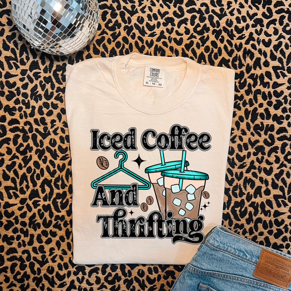 Iced Coffee And Thrifting T-Shirt Graphic | Crewneck |