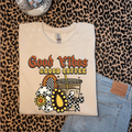 Retro Good Vibes & Good Coffee T- Shirt Graphic T-Shirt | Good Vibes & Good Coffee Crewneck