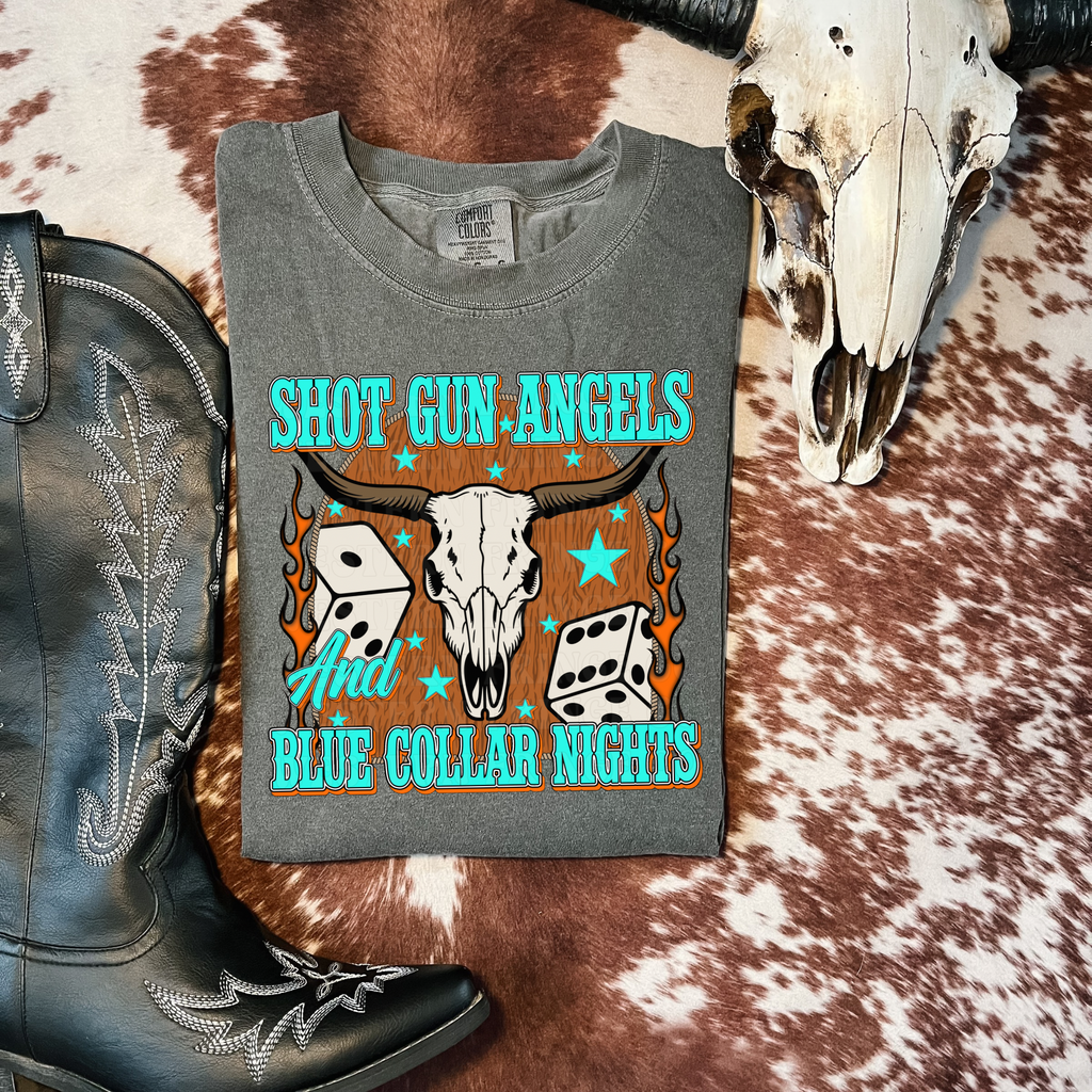 Shot Gun Angels And Blue Collar Nights T-Shirt Graphic | Crewneck