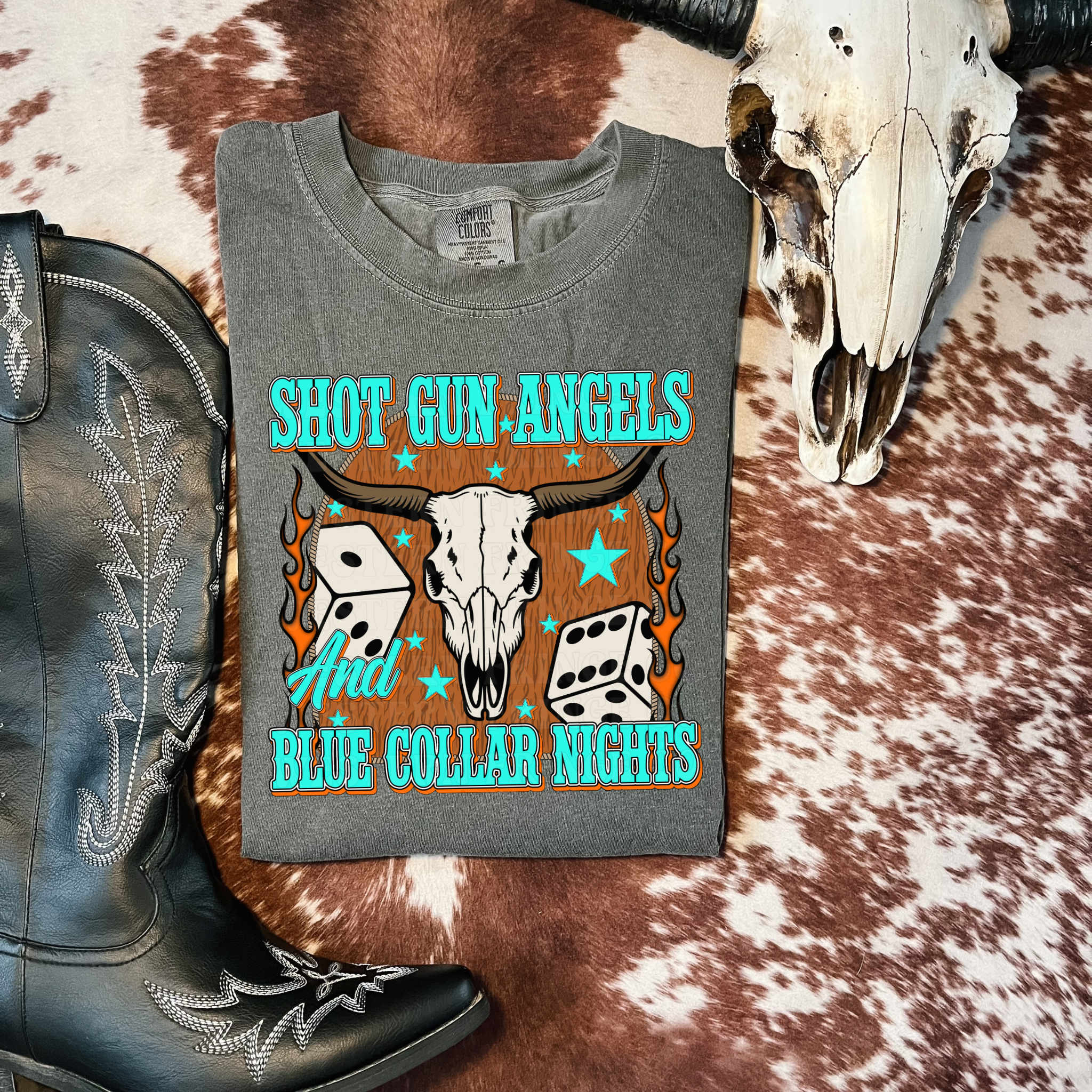 Shot Gun Angels And Blue Collar Nights T-Shirt Graphic | Crewneck