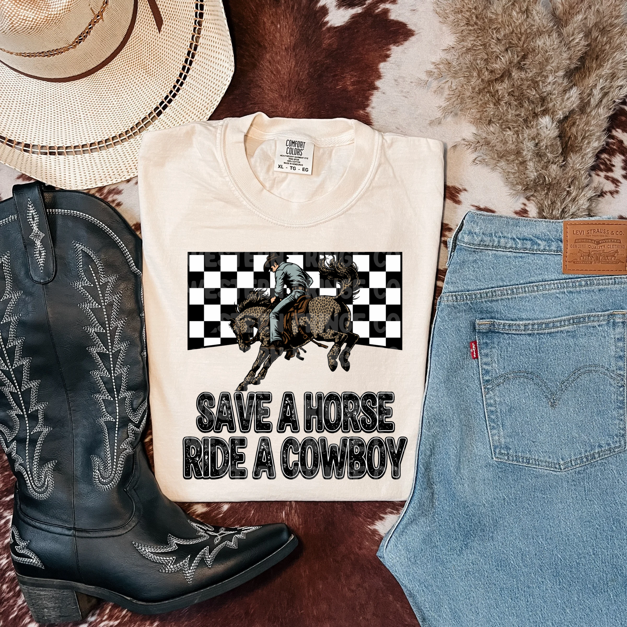 Save A Horse Ride A Cowboy Graphic T-Shirt | Crewneck