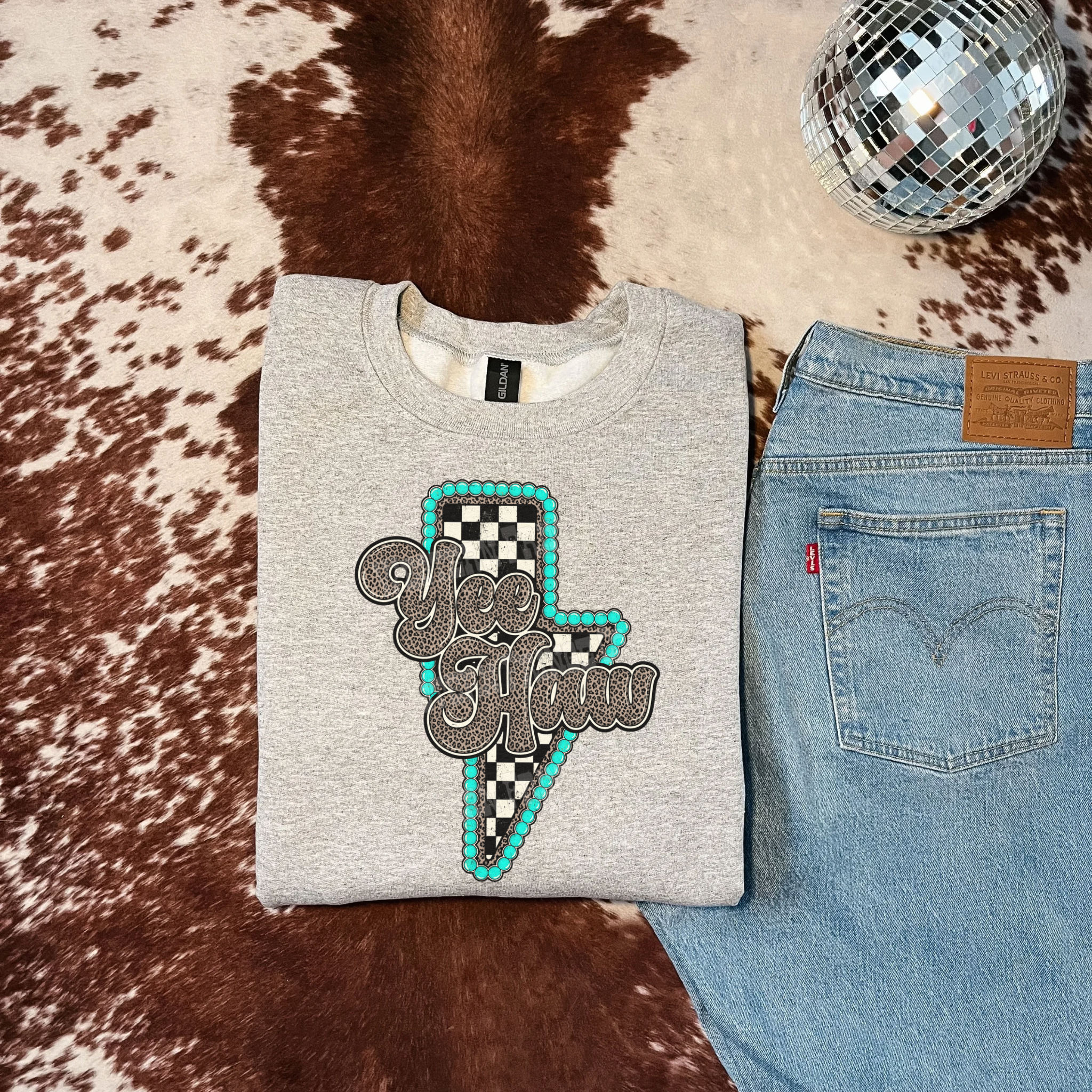 Yee Haw Lighting Bolt T-Shirt Graphic | Crewneck |