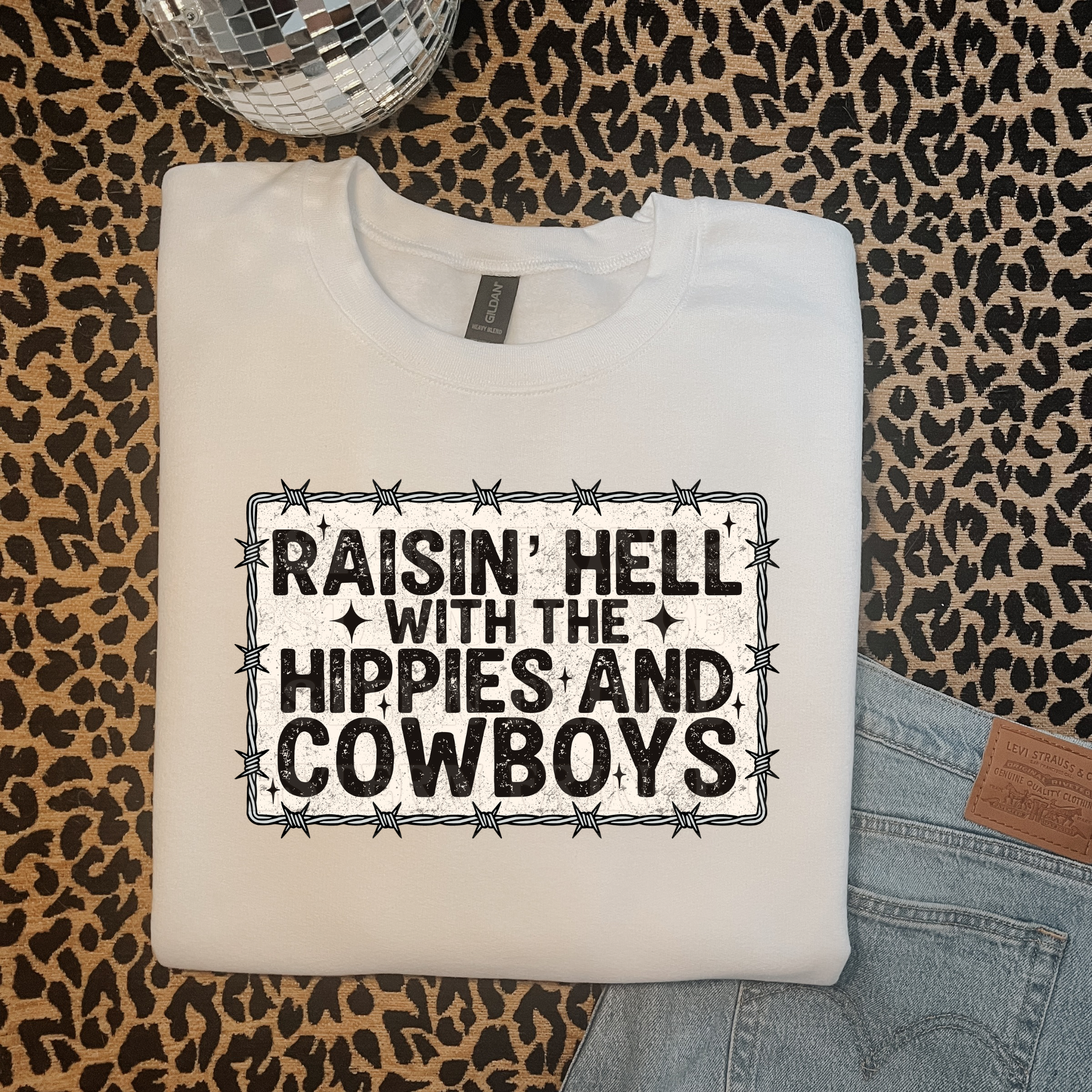 Raisin’ Hell With The Hippies And Cowboys Graphic T-Shirt | Crewneck